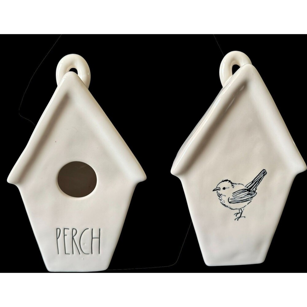 Rae Dunn Birdhouse PERCH Slant Glossy White LL 2 Sided Rubber Stopper Entry Door